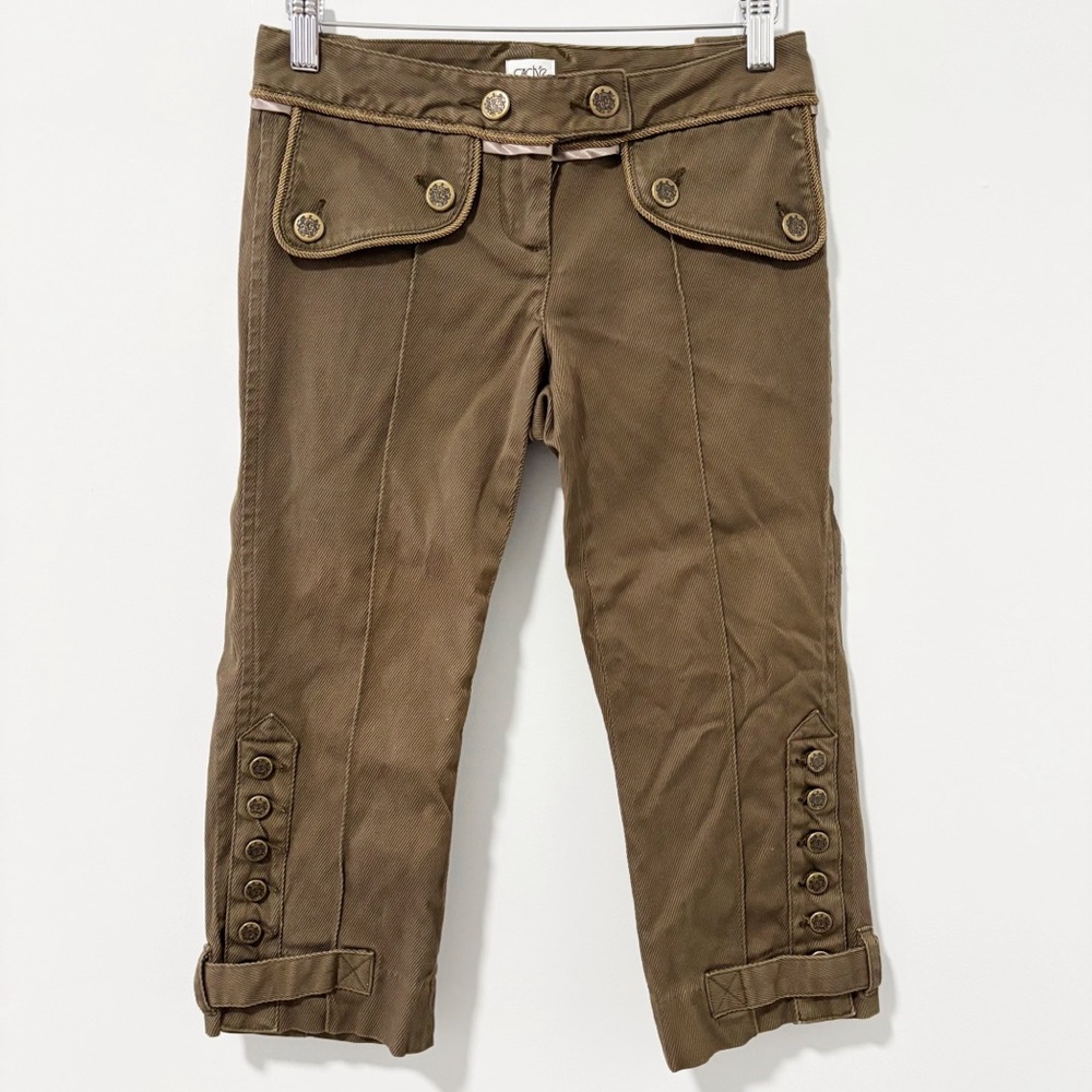 Cache Capri Jeans Womens Size 0 Low-rise Button Flap Pocket Button Detail Y2K